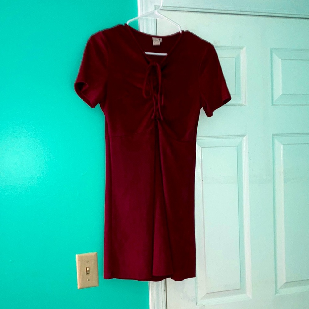 Red velvet mini dress